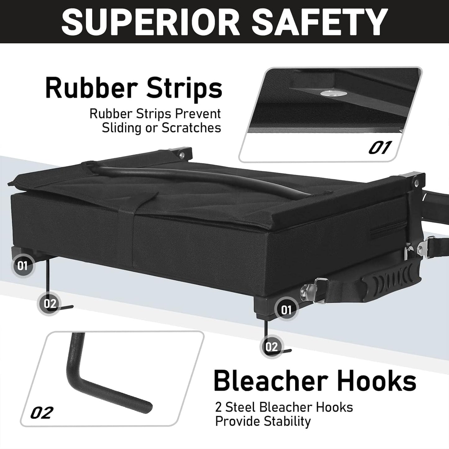 Sheenive Stadium Seats - Padded Bleacher Chair with Back Support & Shoulder Strap | Portable Comfort for Sports Events
