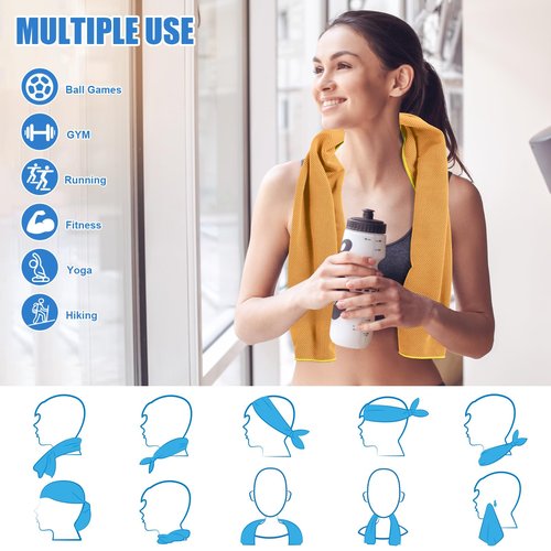 KISS QUEEN 8 Pack Cooling Towel for Sports, Face and Neck, Workout and Gym, Sweat Absorbent (8 Pack)