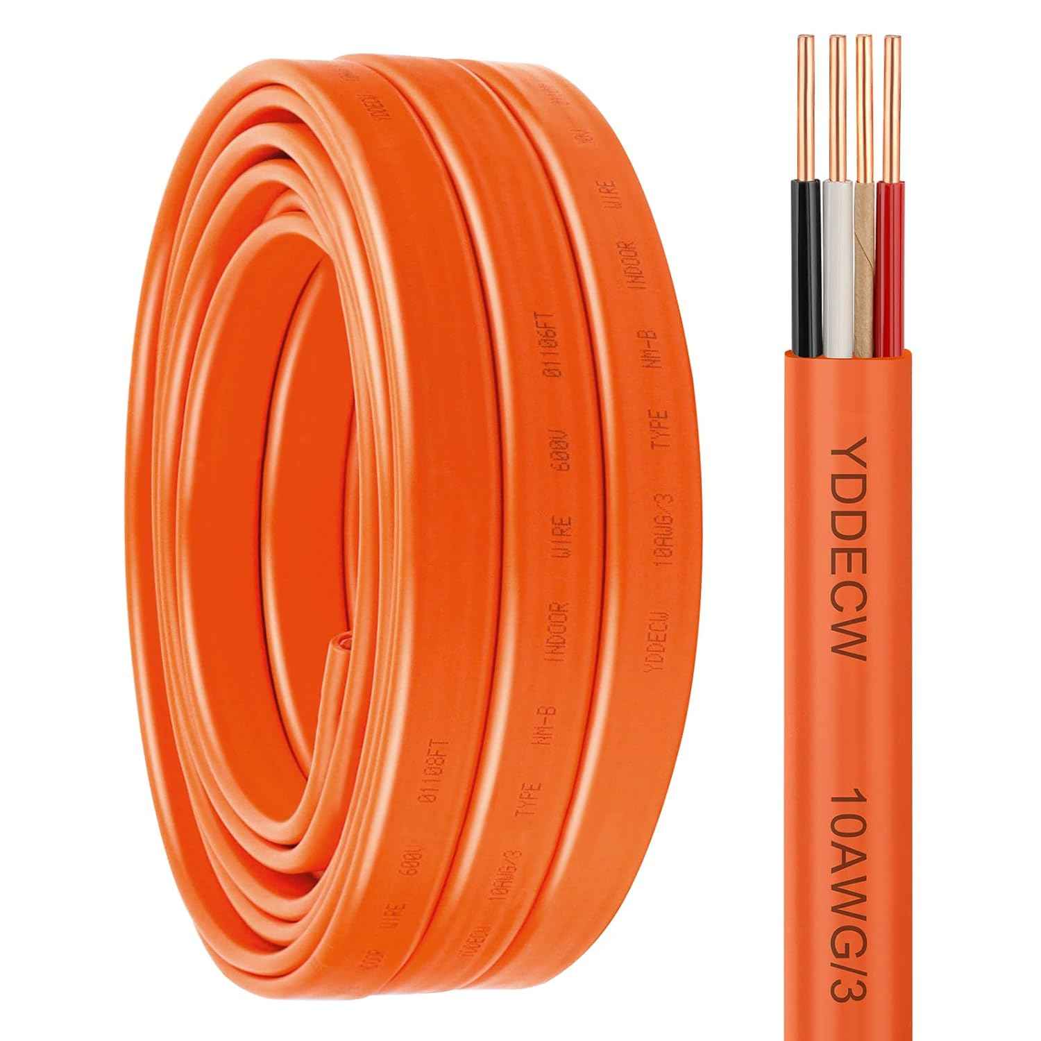 14 Gauge NM-B Wire with Ground - 50FT Pure Copper Indoor Electrical Cable for Outlets & Switches