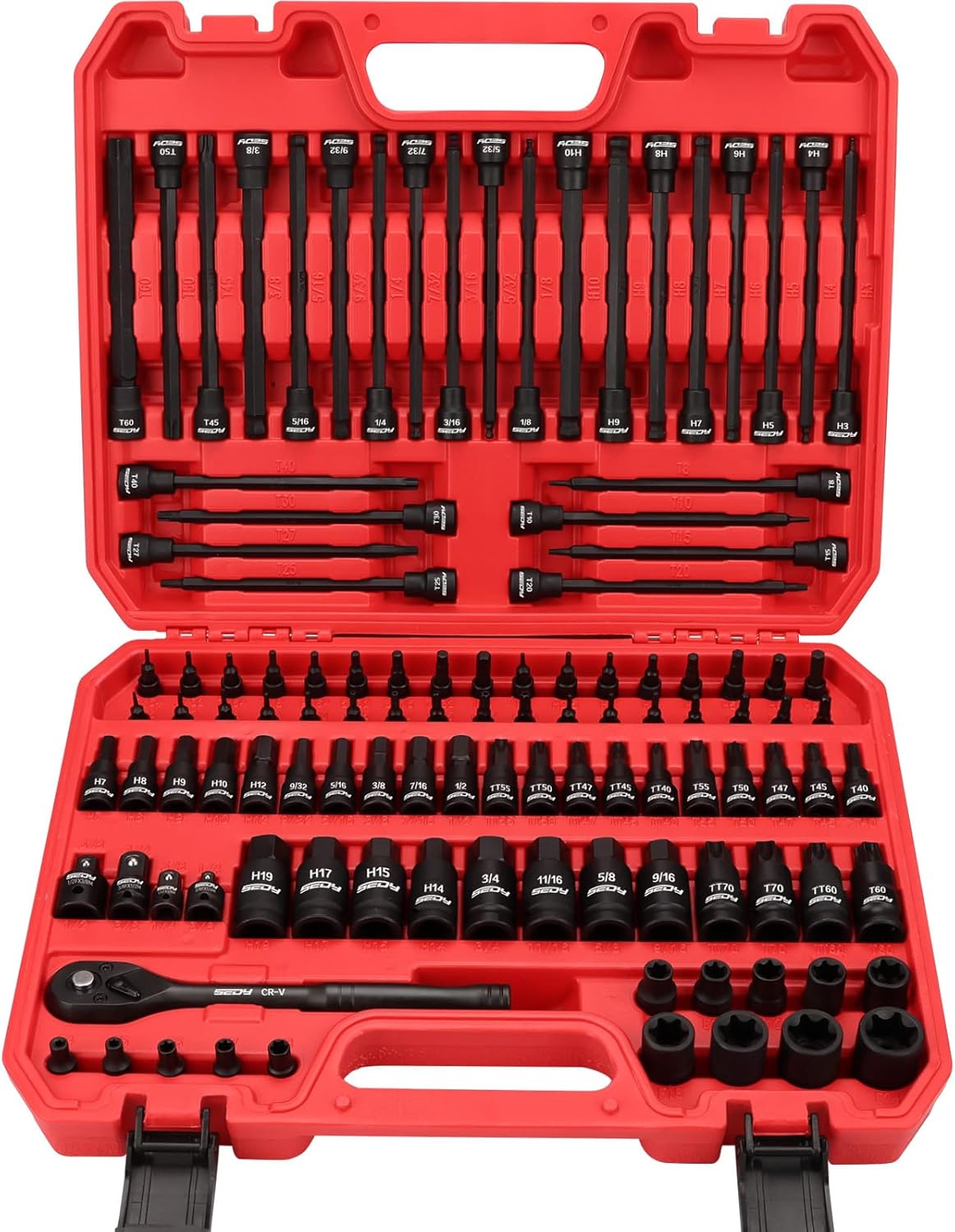 36-Piece Hex Bit Impact Socket Set with Adapters - SAE & Metric, Heavy Duty Storage Case