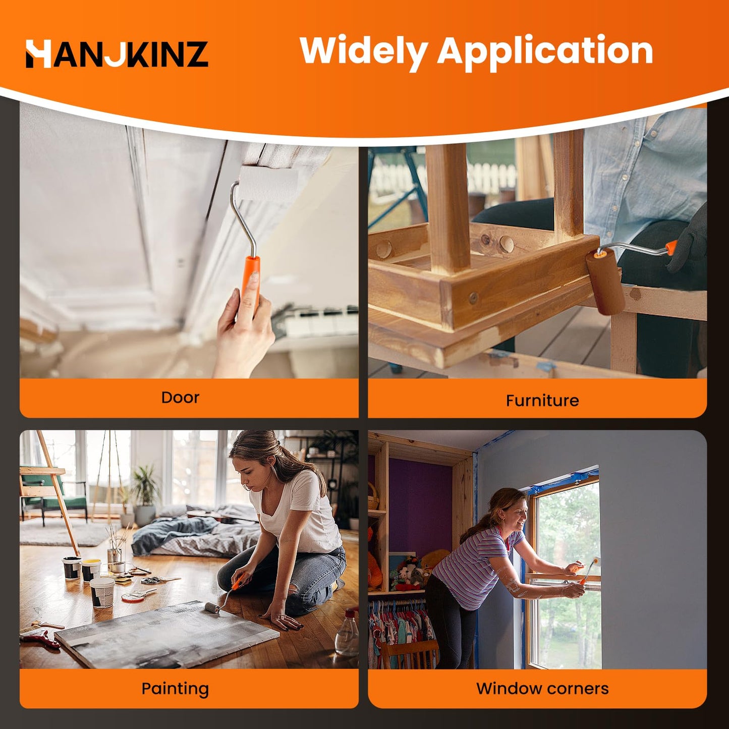 HANJKINZ 2 inch Paint Roller Kit, 20 Pack Small Paint Roller Set with High Density Foam Paint Roller and 3/8" Nap Microfiber Covers, Touch Up Mini Paint Rollers for Wall, Door, Cabinet, Craft