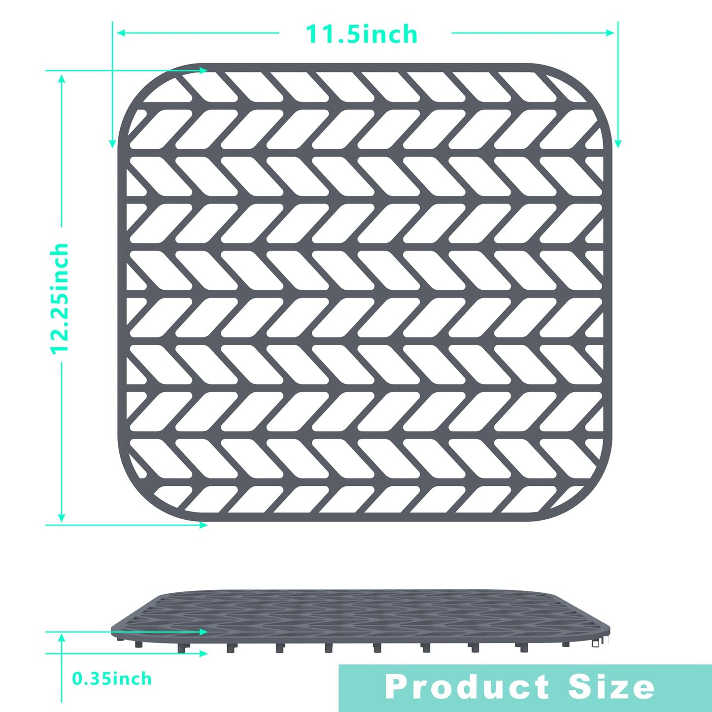AWOKE Sink Protectors for Kitchen Sink - 12.25" x 11.5" Sink Mat - Heat-resistant Easy-clean Silicone Sink Mat - for Protection of Stainless Steel Sink (Grey)