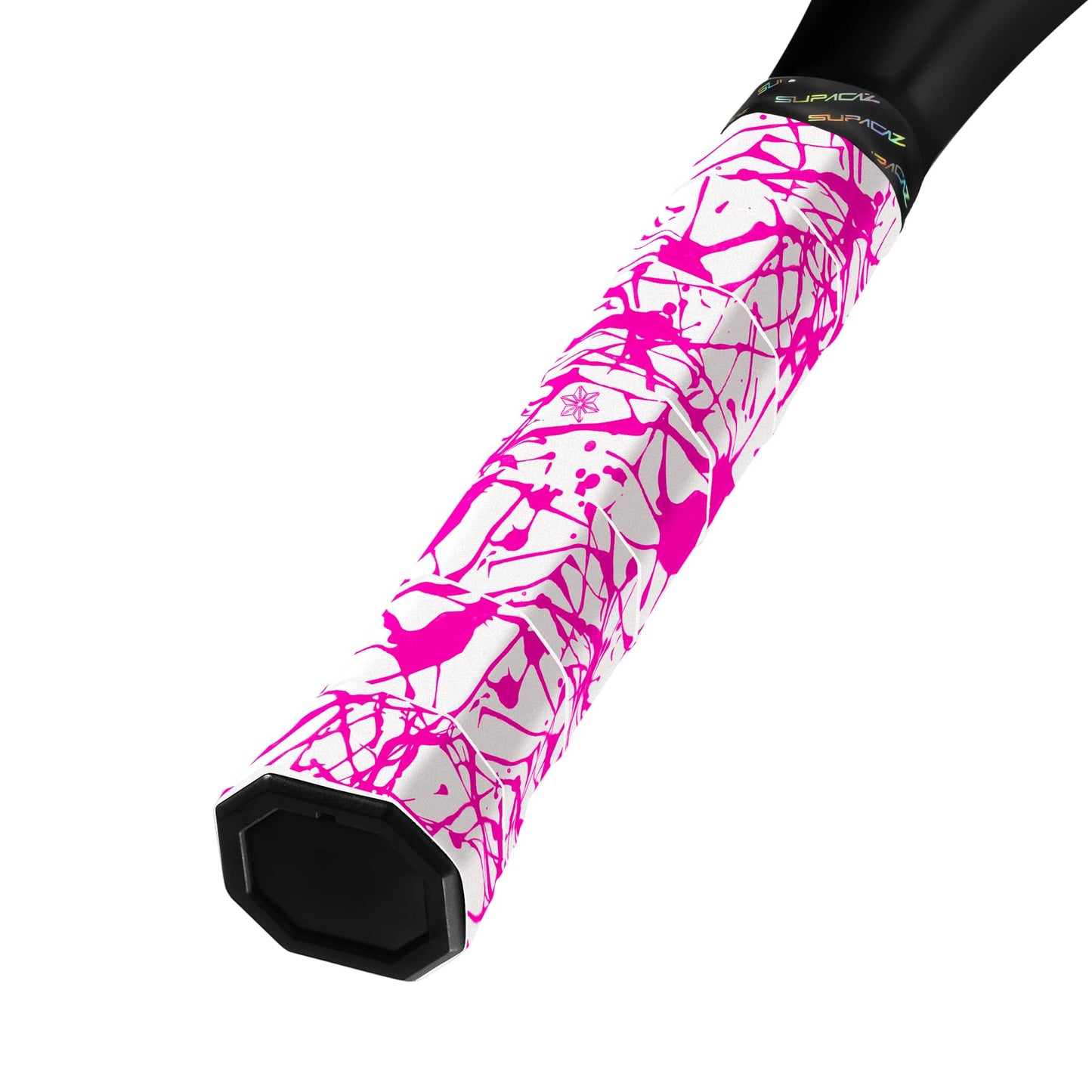 Supacaz Super Sticky Kush Neon Pink Splat Tennis Overgrip - Racket Dry Overwrap - Racquet Grip Tape - Over Grip Wrap - 3pk