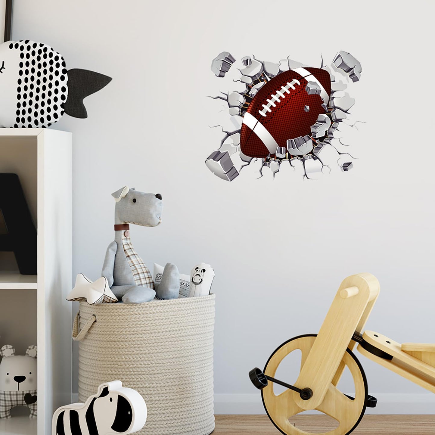 2 Sheets Rugby Breakthrough Wall Decals - American Football Sports Art Stickers for Kids Room Decor, Boys Bedroom, Football Lovers & Players - Easy Peel & Stick Wall Art