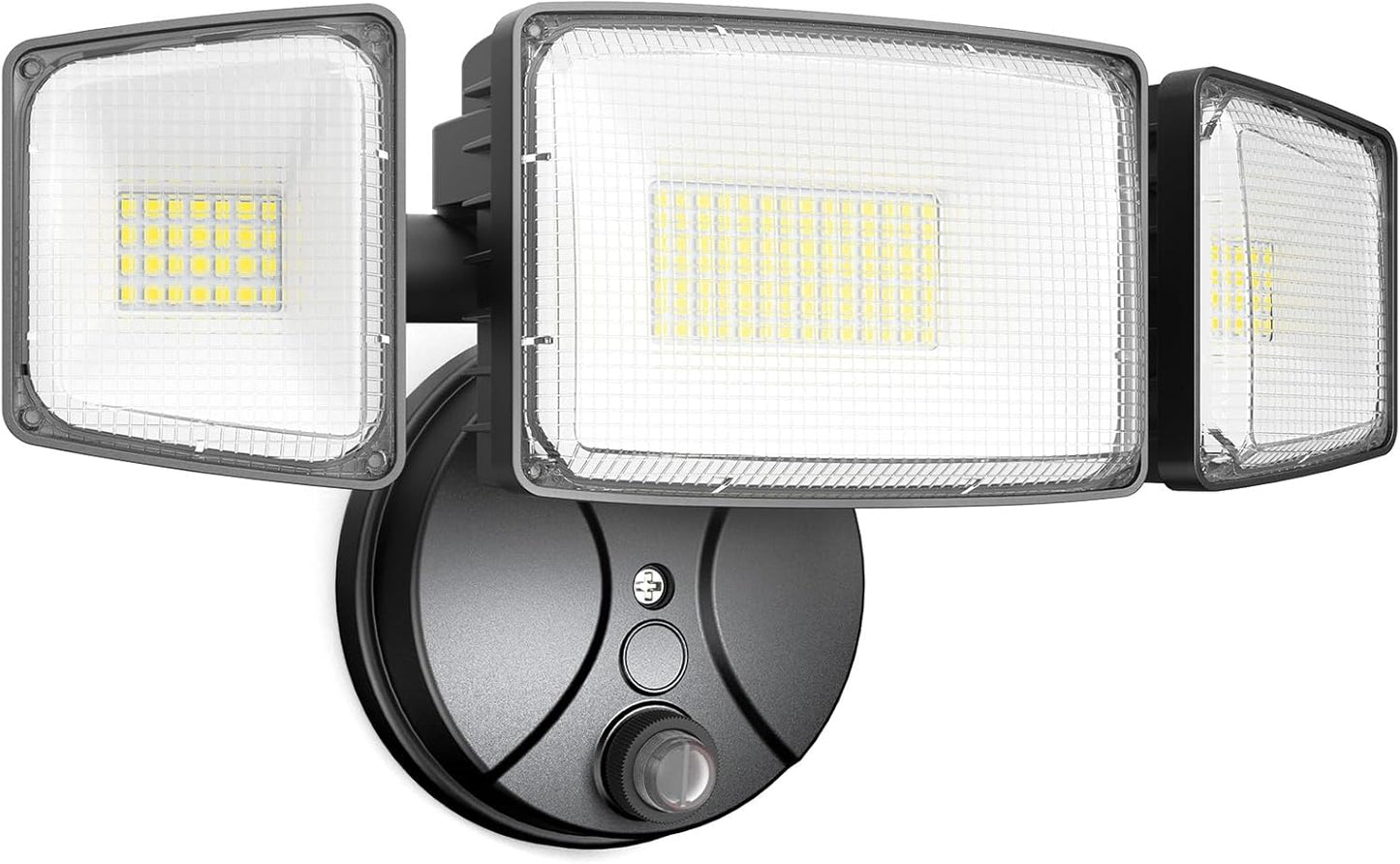 100W Dusk to Dawn LED Outdoor Flood Light - 11000LM Waterproof Security Light with 3 Heads Photocell for Garage & Yard