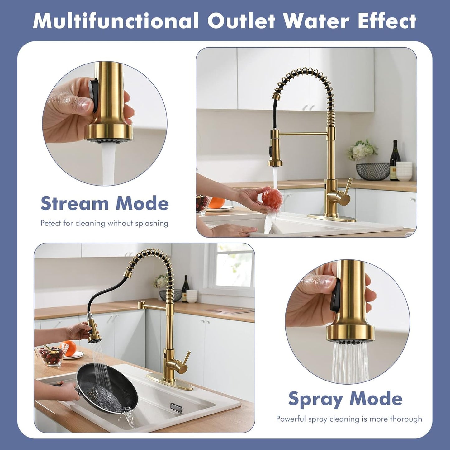 Matte Black Kitchen Faucet with Soap Dispenser - Commercial Single Handle Pull Down Sprayer