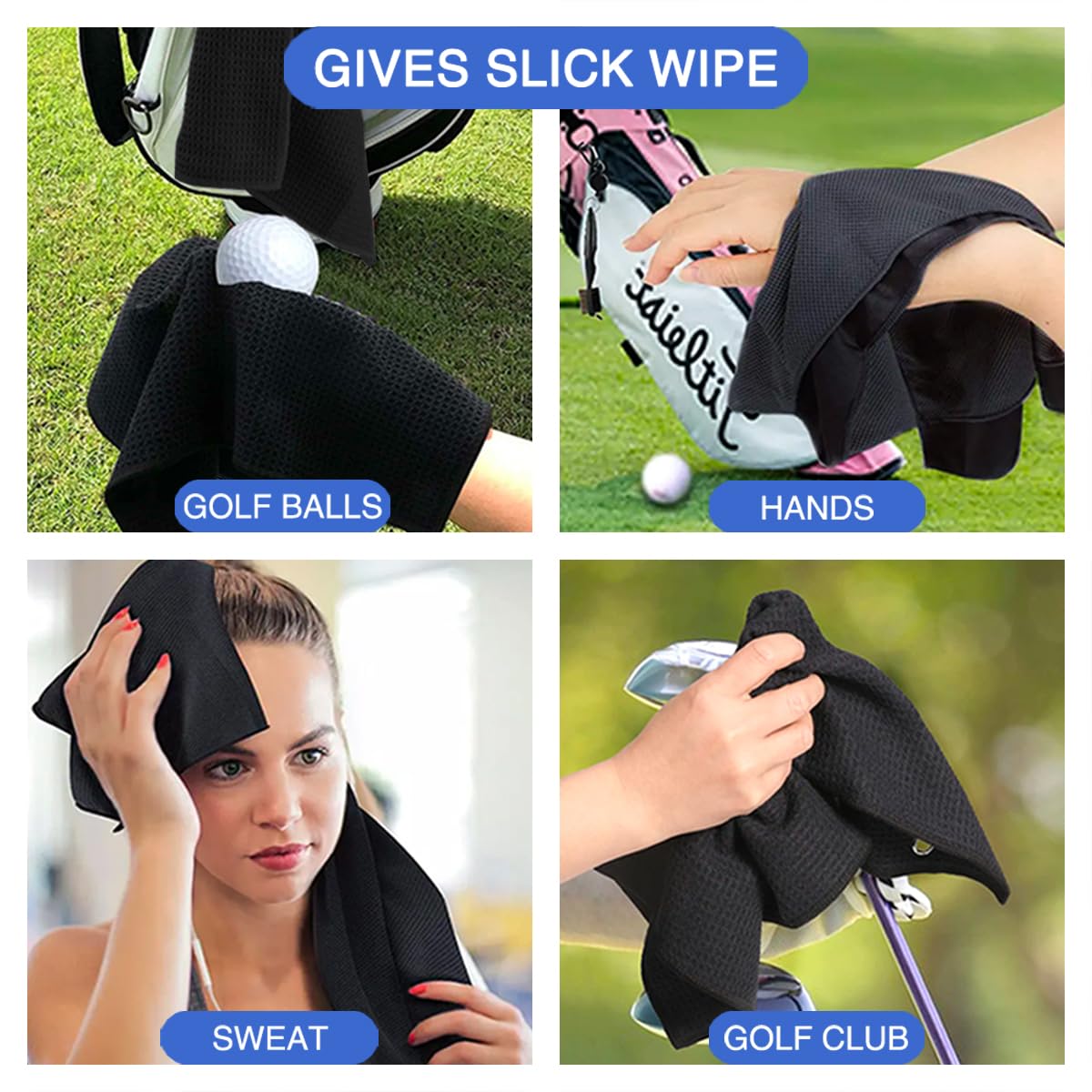 Hafhue Never Underestimate A Girl with A Golf Club Embroidered Golf Towel, Women's Golf Accessory, Birthday Gifts for Women Golfer Fan, Absorbent Microfiber Towel for Bags, Funny Golfs Gifts for Wife