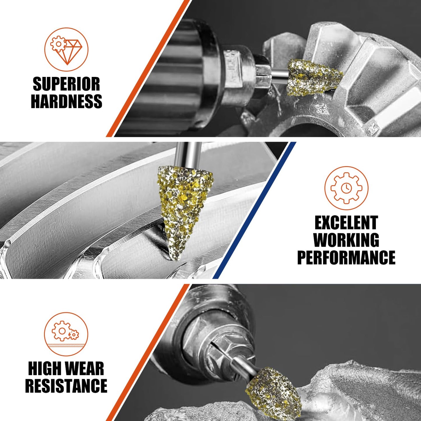 20Pcs 46-Grit Diamond Grinder Bits for Dremel Tool Accessories, 1/8" Shank, Rotary Tool Bits for Stone Glass Resin Porcelain Ceramic Dog Nail Glaze Metal Carve Engrave Polish