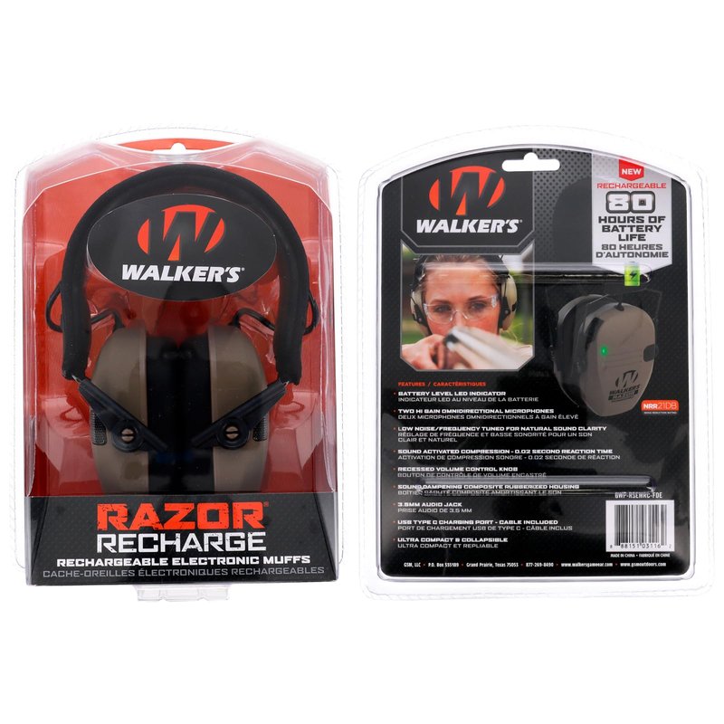 Walker's Razor Rechargeable MUFF - FDE