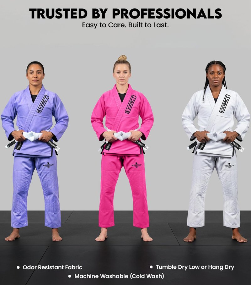 Exxact Sports BJJ Gi Women, Lightweight IBJJF Legal Jiu Jitsu Gi with Preshrunk Fabric & Free Belt for Training & Competition (Black, W1)