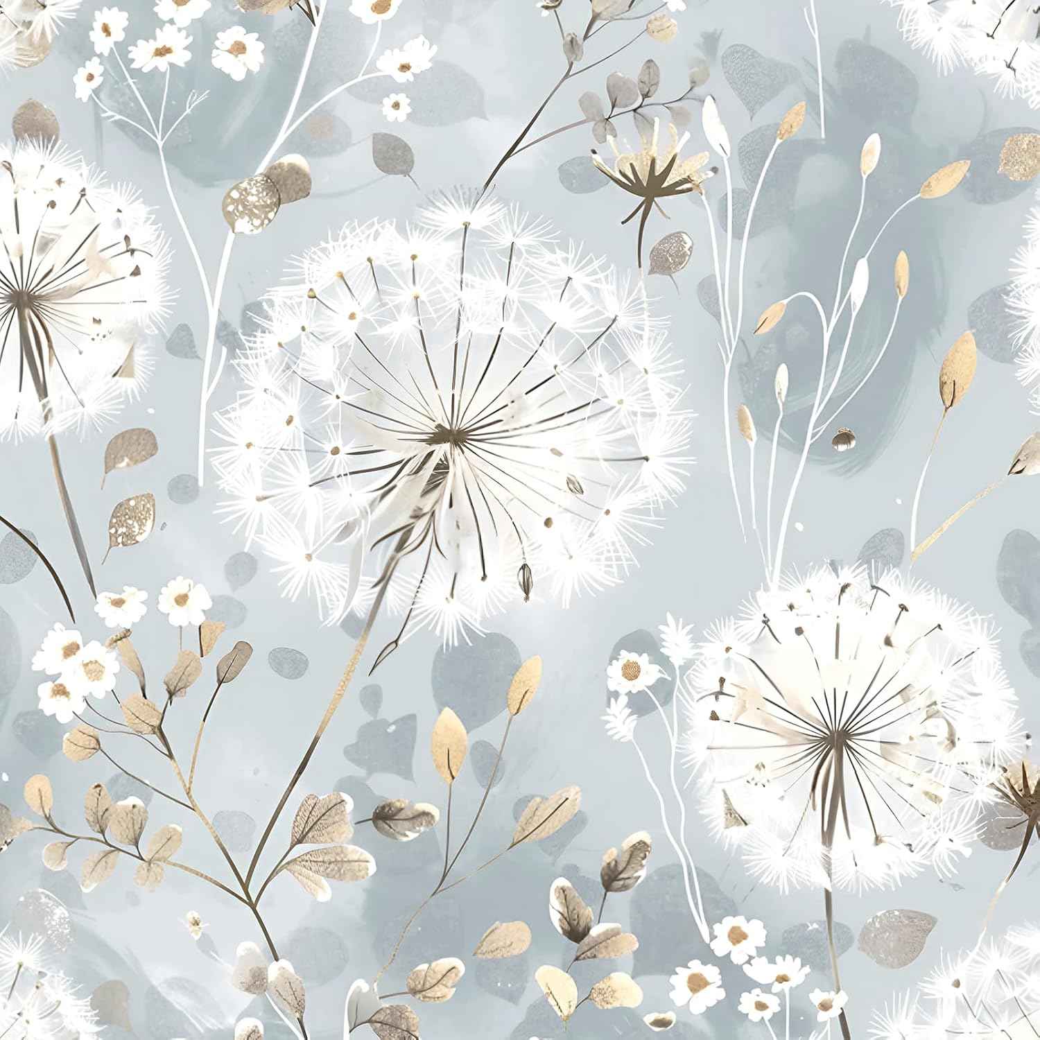 Peel and Stick Floral Dandelion Wallpaper - Vintage Boho Self-Adhesive Vinyl for Bedroom & Cabinets (16.9"x590.5")