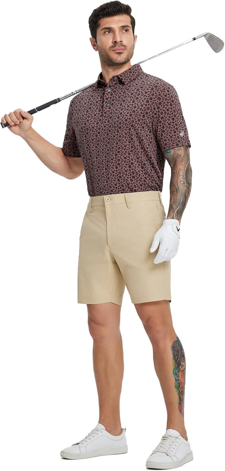 Skiennix Men's Golf Polo Shirt - Short Sleeve Moisture-Wicking Performance in Stylish Print