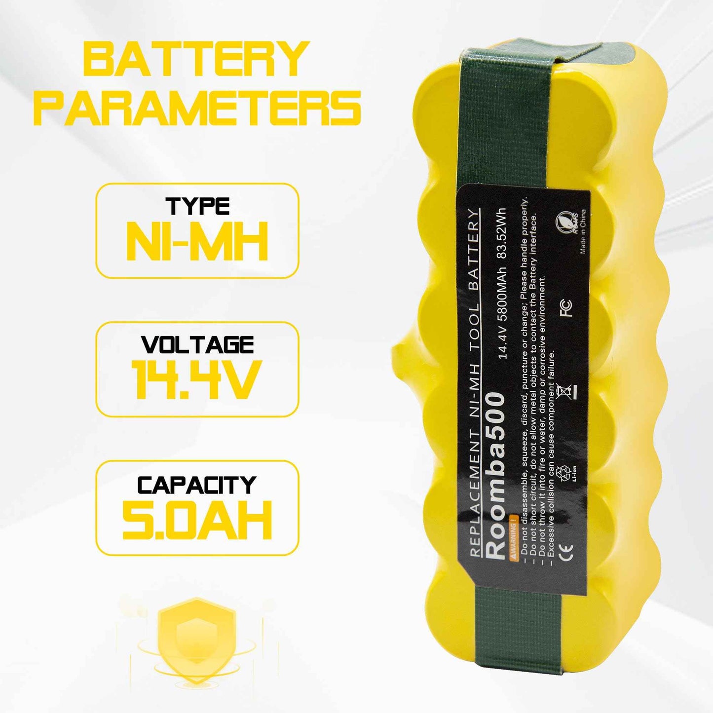 5000mAh 14.4V Replacement for Irobot Roomba 14.4V NI-MH Battery Compatible with iRobot Roomba 500 600 700 800 900 Series 510 531 535 540 550 552 560 570 580 595 620 650 660 760 770 780 790 870
