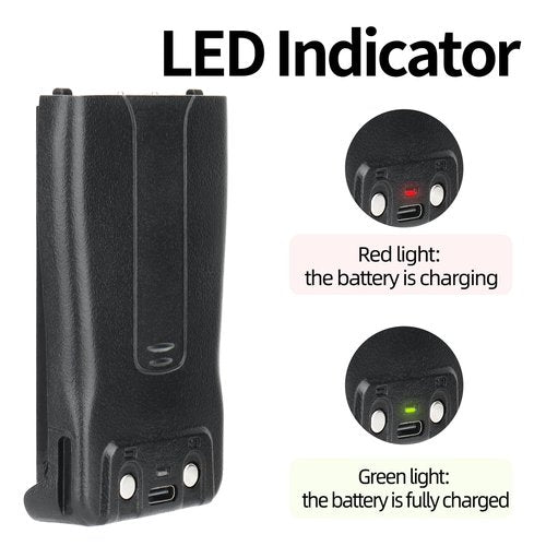 Baofeng Walkie Talkie Battery Replacement Type-C Charger 1500mAh Rechagable Li-on Battery for BF-888S BF-777S BF-999S Retevis H-777 and Walkie Talkies 2Pack