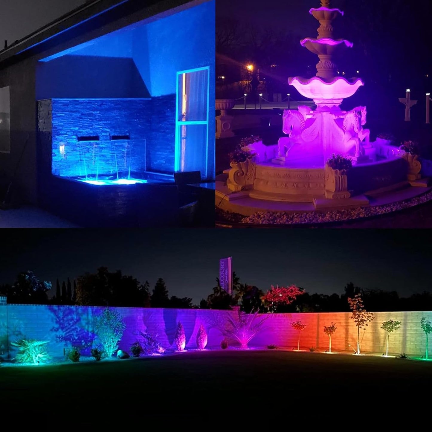 15W Smart Outdoor Colored Spotlights - APP Control, Waterproof Dimmable Garden Lights with Timer & Music Sync