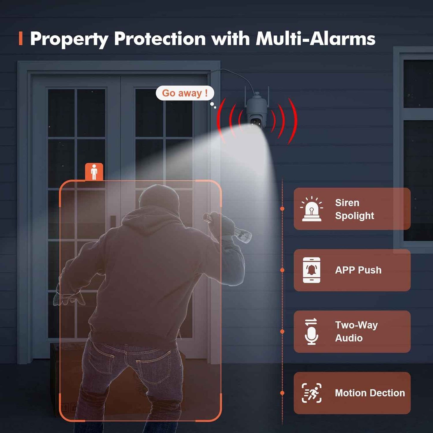 2K Wireless Outdoor Security Camera - Dzees 360° PTZ, Color Night Vision, AI Motion Detection, 2-Way Talk, IP66