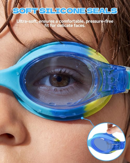 Aegend Swim Goggles for Kids - Anti-Fog Comfort Fit for Boys & Girls Ages 3-8 | Perfect for Swimming