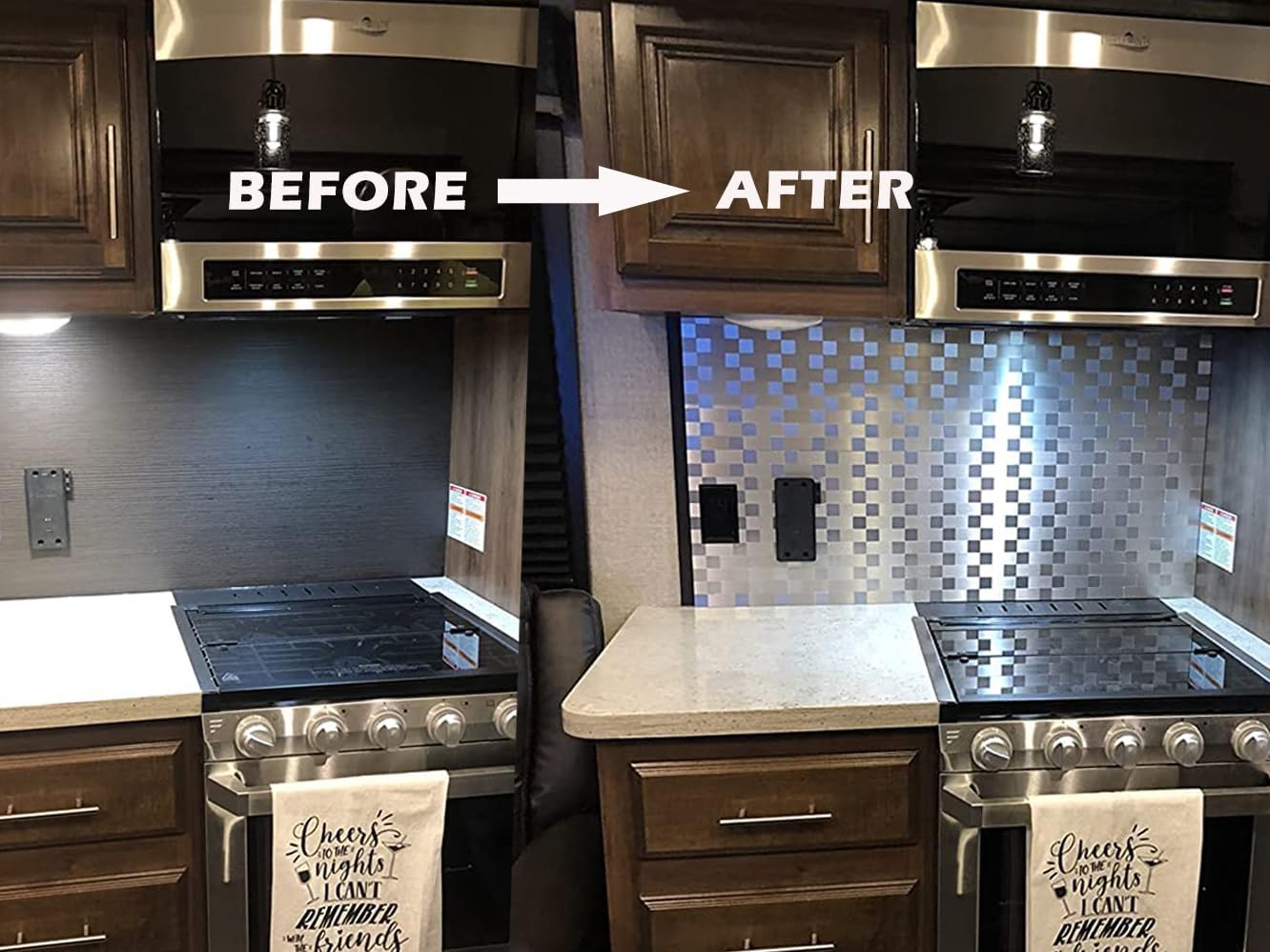 Stainless Steel Peel and Stick Backsplash Tiles - 20 Sheets, 12''x12'' for Kitchen & Bathroom