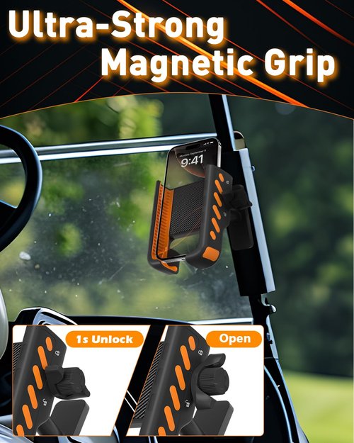 Zekoodl Golf Cart Phone Holder, Magnetic Phone Holder for Golf Cart, with Super Strong N52 Magnets, Fits EZGO/Yamaha/Club Car/Icon Golf Cart, Golf Accessories for Men & Women - Golf Cart, Gym (1 Pack)