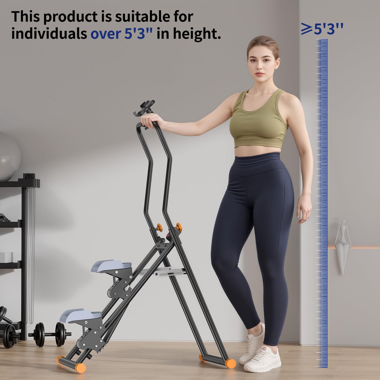 RYGEO Stair Steppers with Resistance at Home Gym, Folding Vertical Climber Cardio Exercise Machine, Stair Climber for Full Body Workout with LED Display