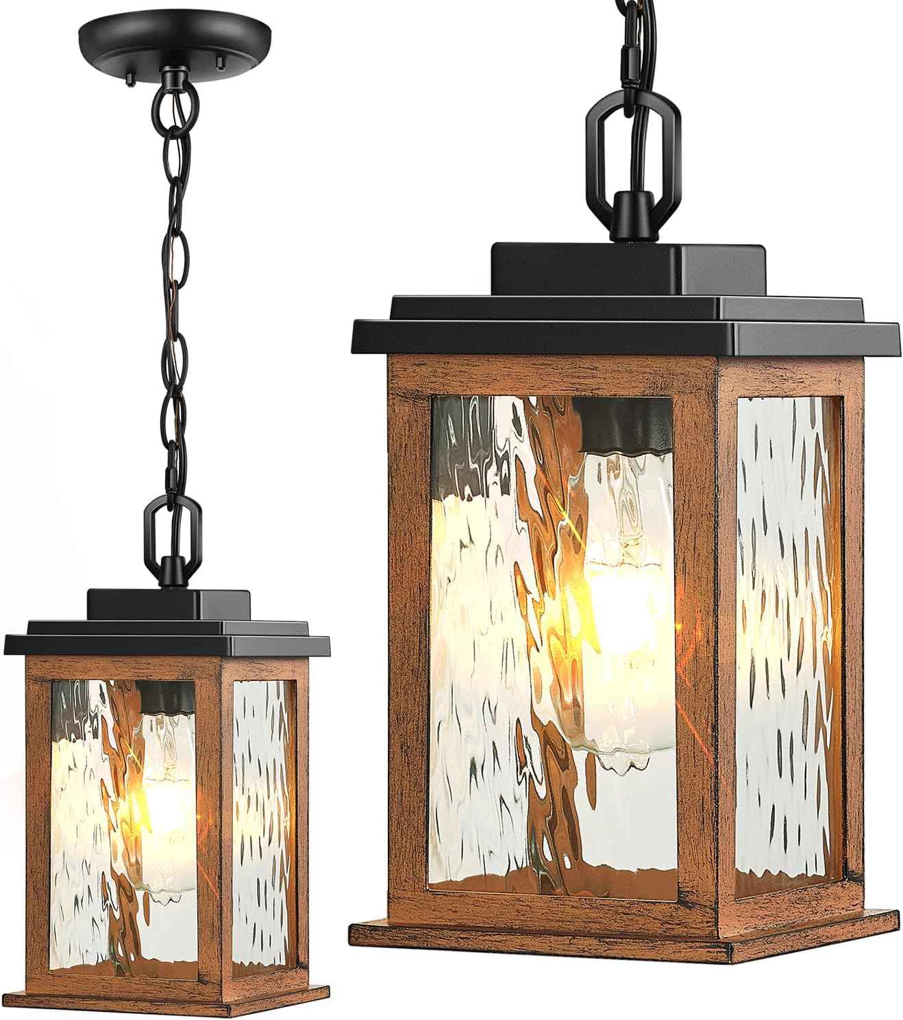 Outdoor Pendant Light - Oil Rubbed Bronze Chandelier for Porch & Patio, Adjustable Chain