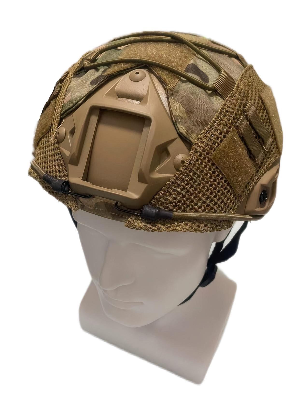 CMAIR4U TAN Adult Unisex Airsoft Tactical Helmet with Cover, PJ Fast Helmet, ABS Material, 550g, Medium, Suitable for Head Circumference 22"-24" inch