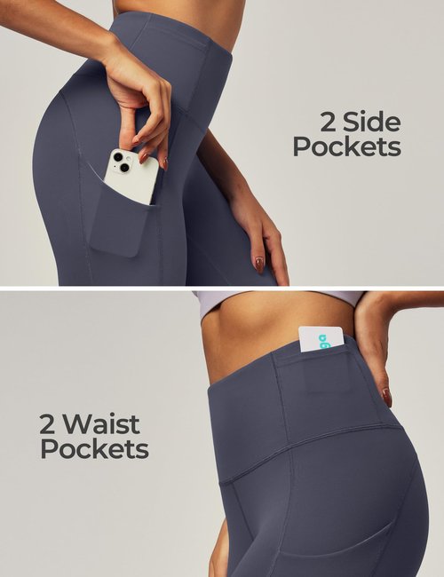 IUGA Leggings with Pockets for Women High Waisted Yoga Pants Women Tummy Control Workout Compression Running Leggings Grey