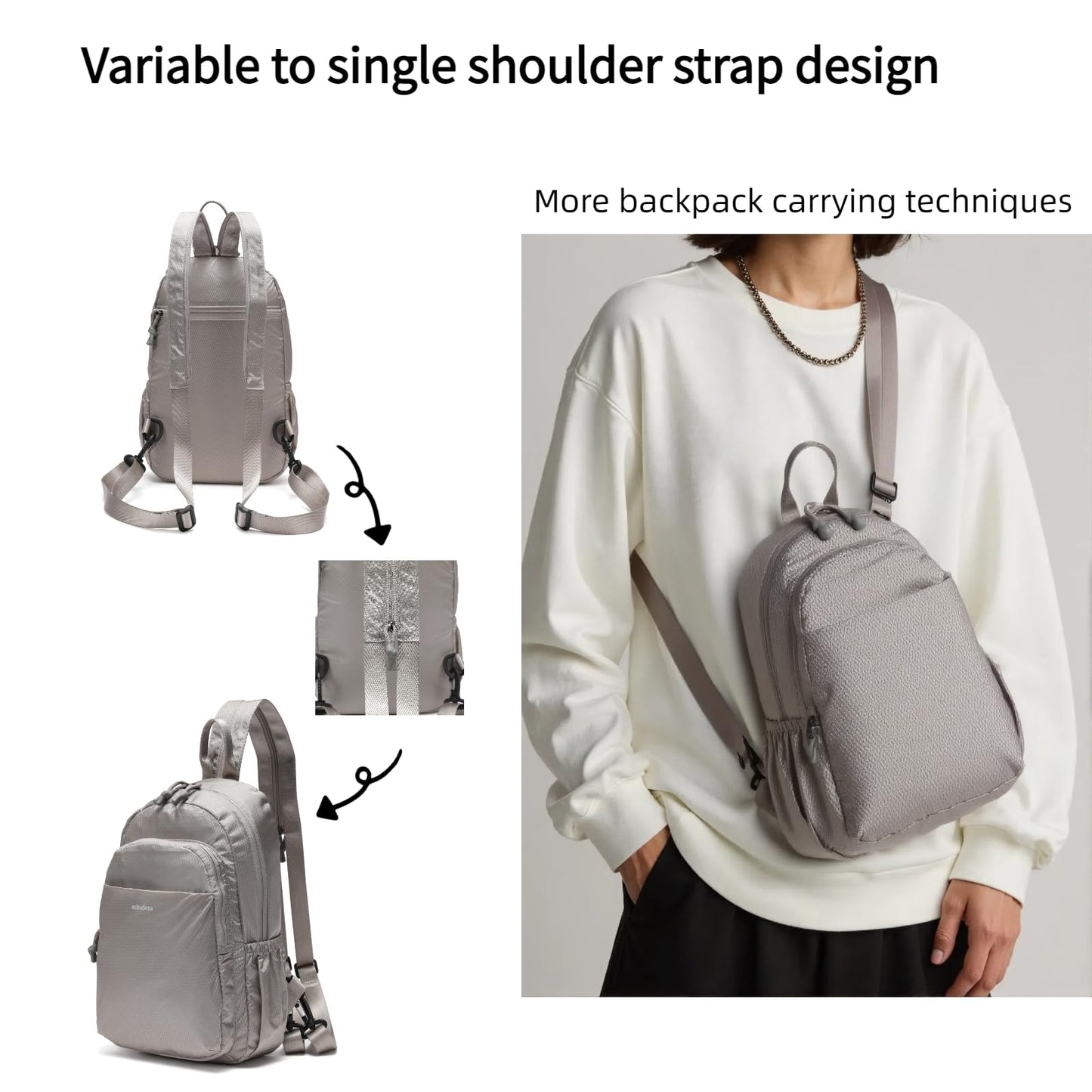 Compact Mini Backpack for Women and Small Travel Backpack,Convertible Sling Bag, Waterproof and Versatile Daypack(Brown)
