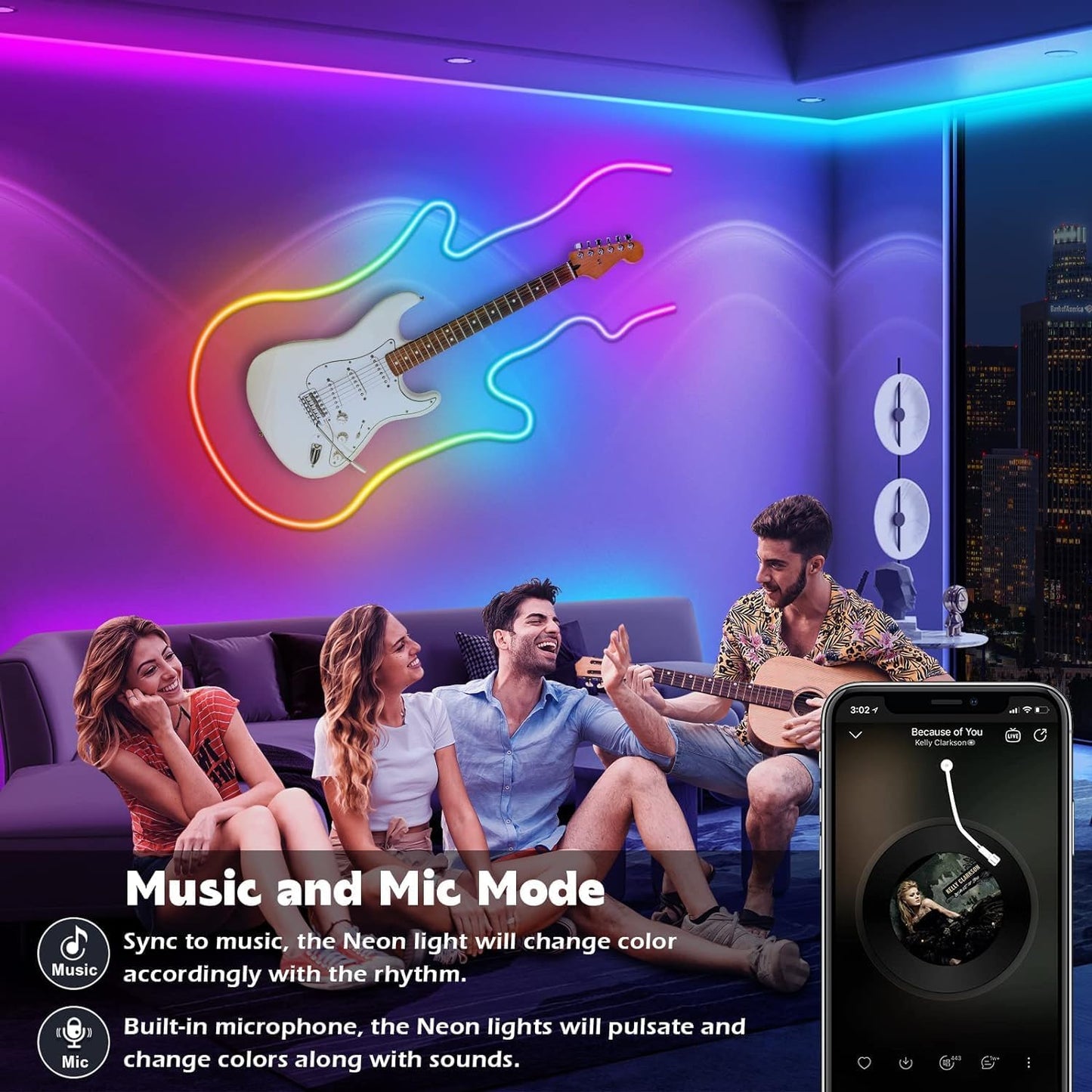 60FT SINLEY LED Neon Rope Lights - App/Remote Control, Waterproof RGB for Indoor/Outdoor Use