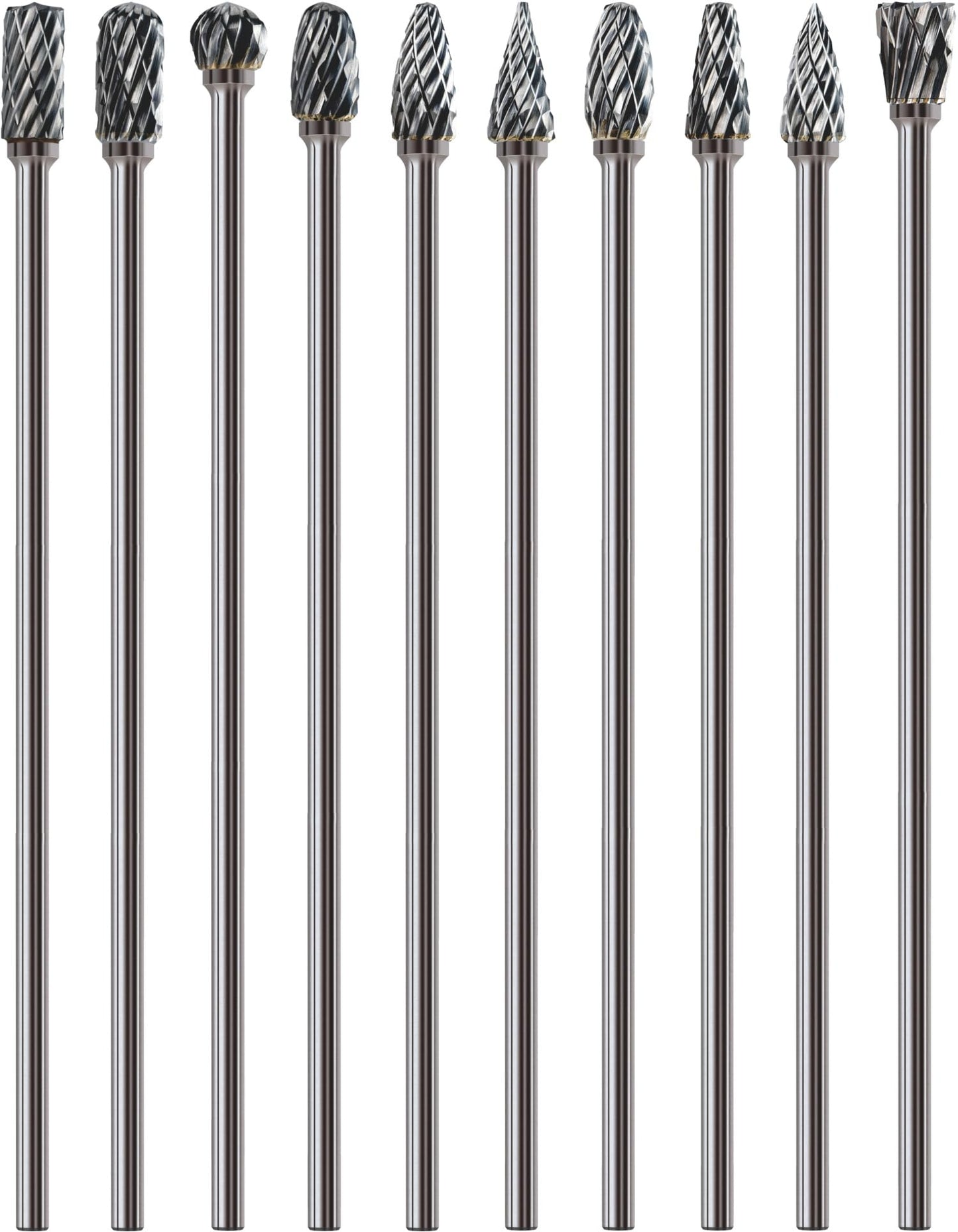 Sworker 10Pcs Long Carbide Burr Set 1/8" Shank Total L 4.4" Compatible with Dremel Die Grinder Bits Port Grind Metal Cast Iron Steel Aluminum Cylinder Head Engine Intake Exhaust Manifold Tight Area