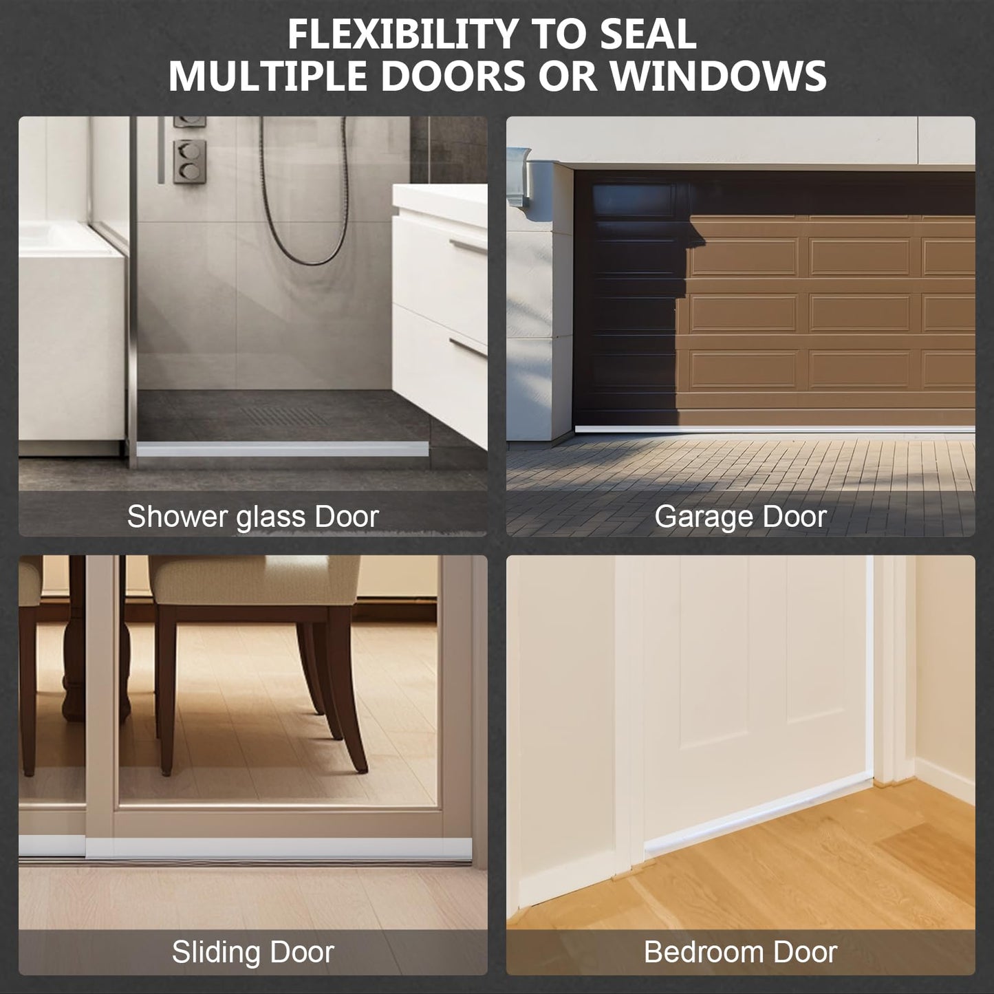 Silicone Weather Stripping Door Seal,2024 Upgraded Seal Strip for Windows Gaps, Double-Sided Strong Adhesive Design, Seal Strip for Side of Door,Sliding Door,1.37" x 10 ft,Transparent