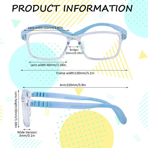 MIZHANAO Unbreakable Kids Glasses with TR90 Frame - 180° Ultra-Flexible Bendable Safe Eyeglasses for Boys and Girls(Light Blue)