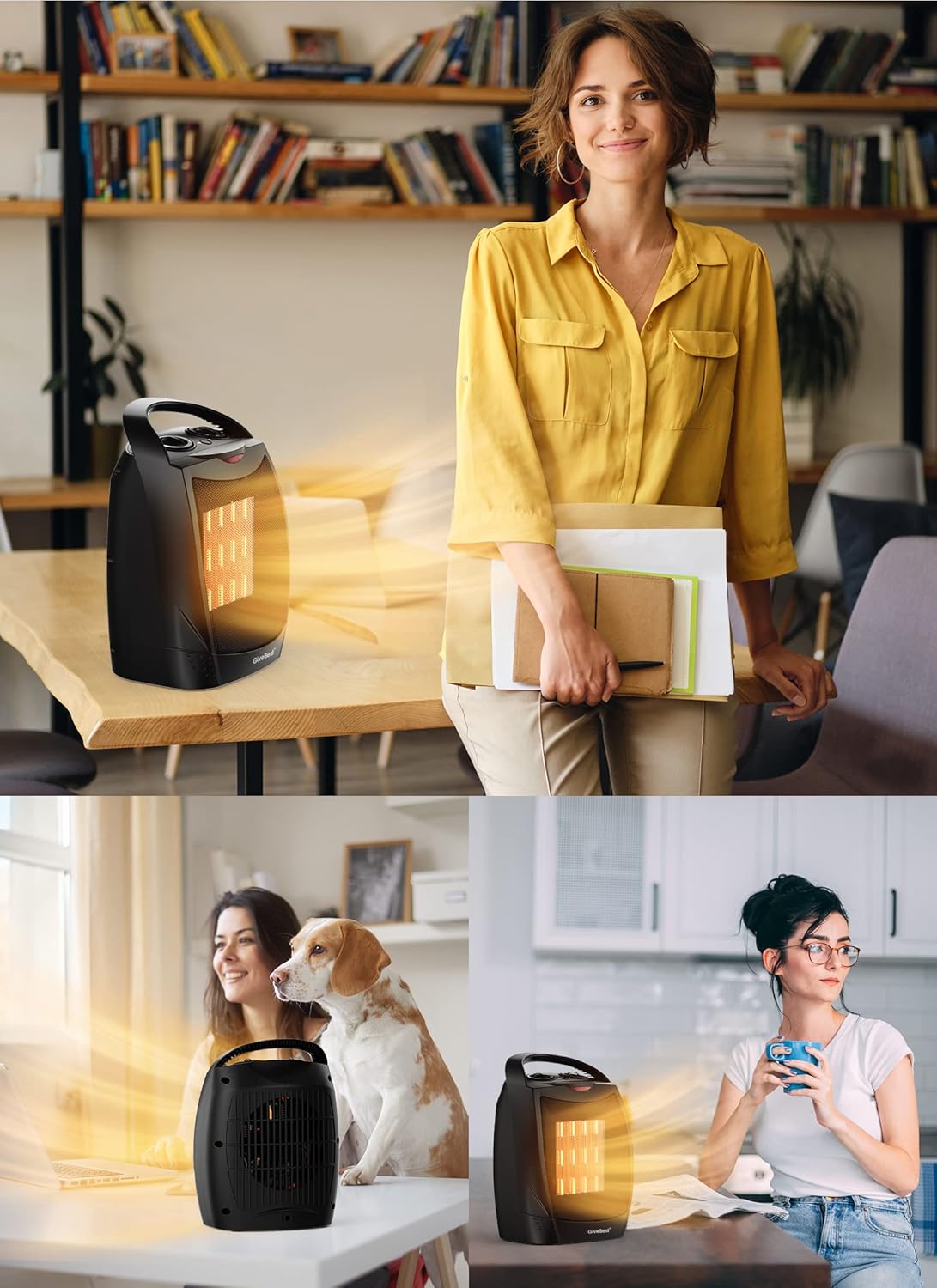 1500W Electric Space Heater with Remote - Portable PTC Ceramic Heater for Home & Office