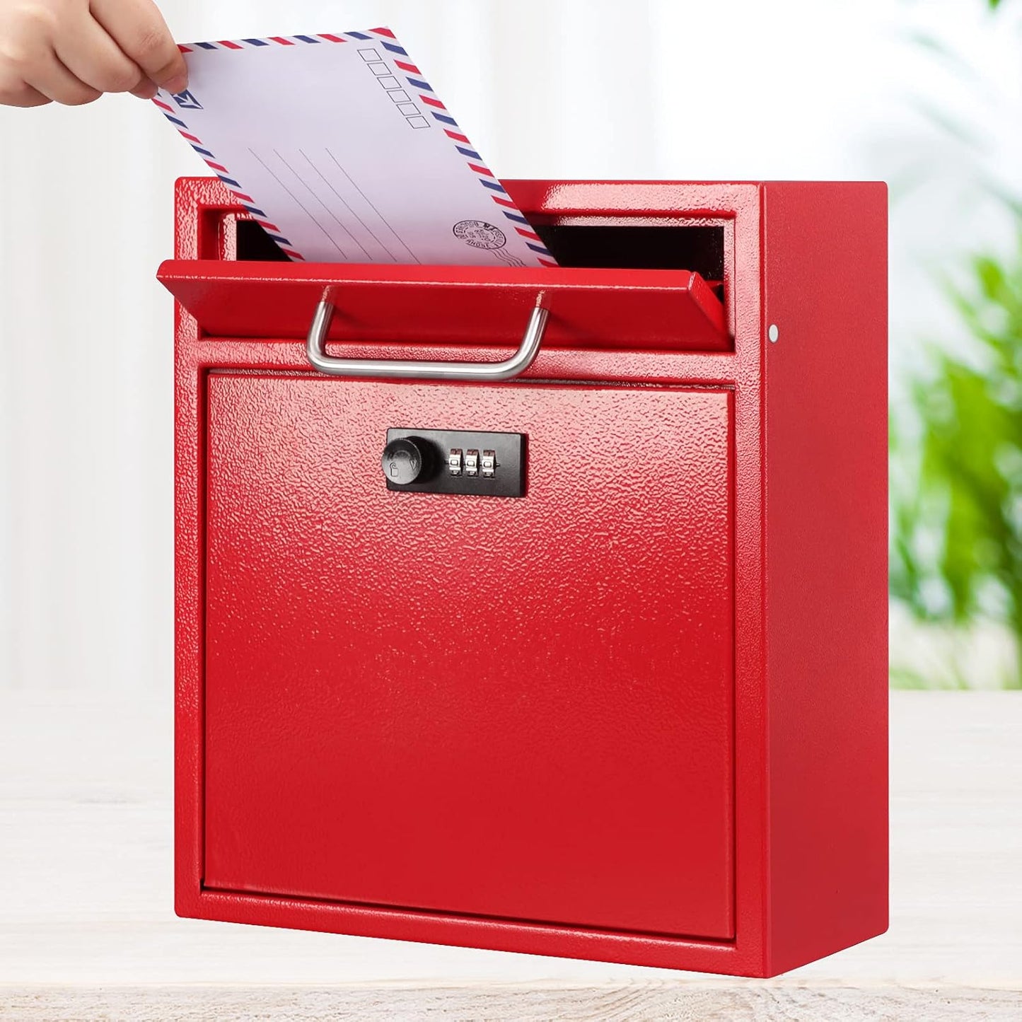 Secure Wall-Mount Mailbox with Lock | KYODOLED Large Steel Drop Box, Black, 16.2H x 11.22L x 4.72W