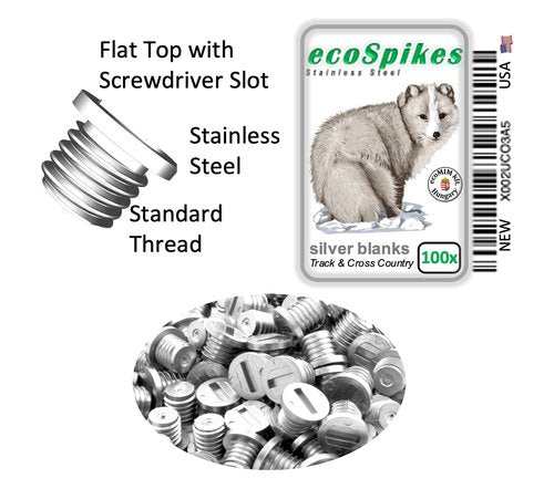 ecoSpikes Stainless Steel Track and Cross Country Spikes (Blank Silver, 100x)