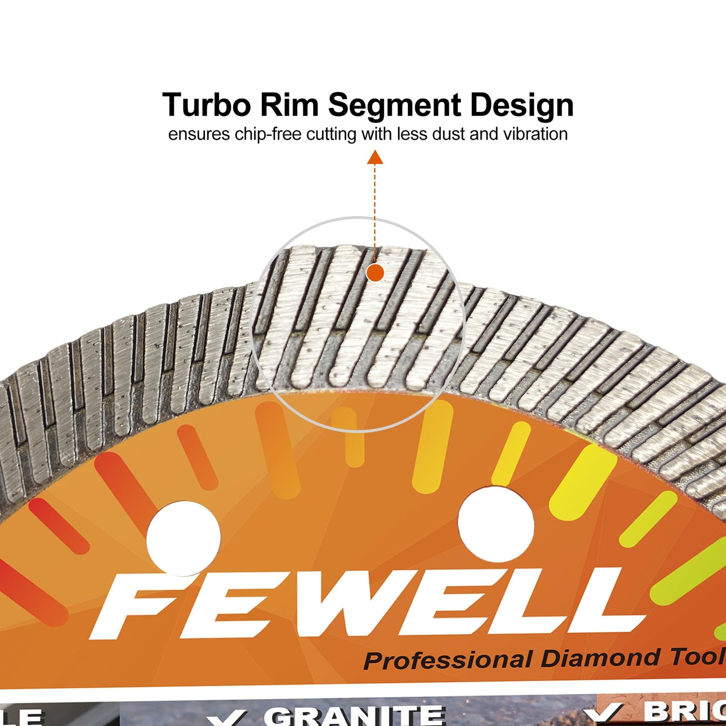 FEWELL 4Inch Diamond Ceramic Saw Blade for Angle Grinder,Spuer Thin Turbo Blade Cutting disc for Porcelain,Ceramic Tile Granite Brick and Concrete 105x10x22.23 mm (3-Packs)