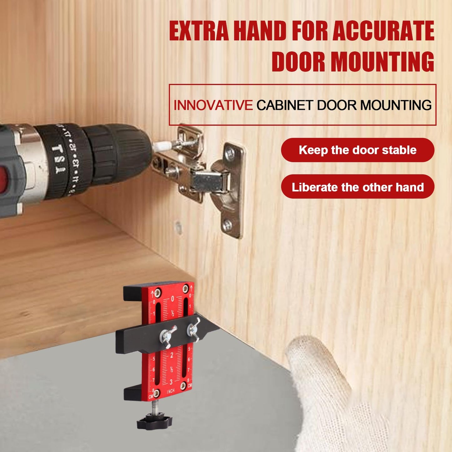 Temaowz Cabinet Door Mounting Jig, Cabinet Door Installation Jig, Adjustable Cabinet Door Installation Positioner, Cabinet Installation Tools for Installing Frameless or Face Frame