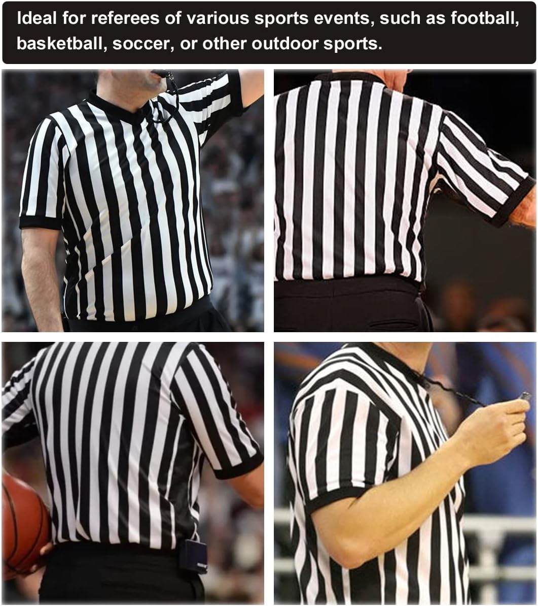 Skiennix Men’s Referee Shirt - Official Black Stripe Umpire Jersey | Pro-Style V-Neck Uniform