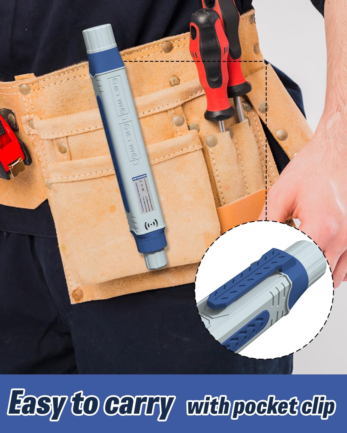 APOWER Natural Gas Leak Detector with Audible & Visual Alarm, Portable Propane Sniffer to Locate Combustible Sources Like Methane Propane Home Travel