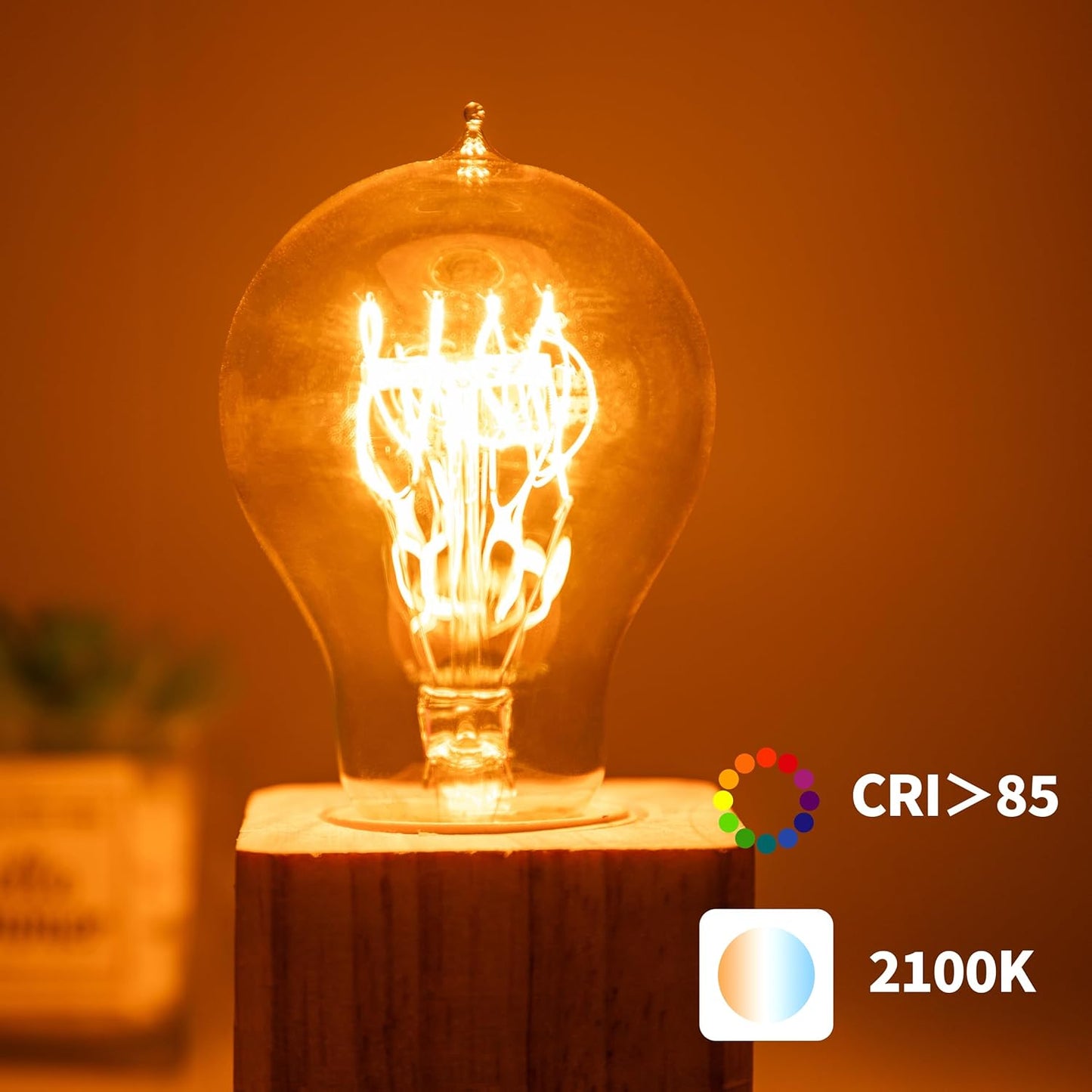 60W Vintage Edison Light Bulbs - A19/A60 Soft Amber Dimmable Bulbs, 12 Pack