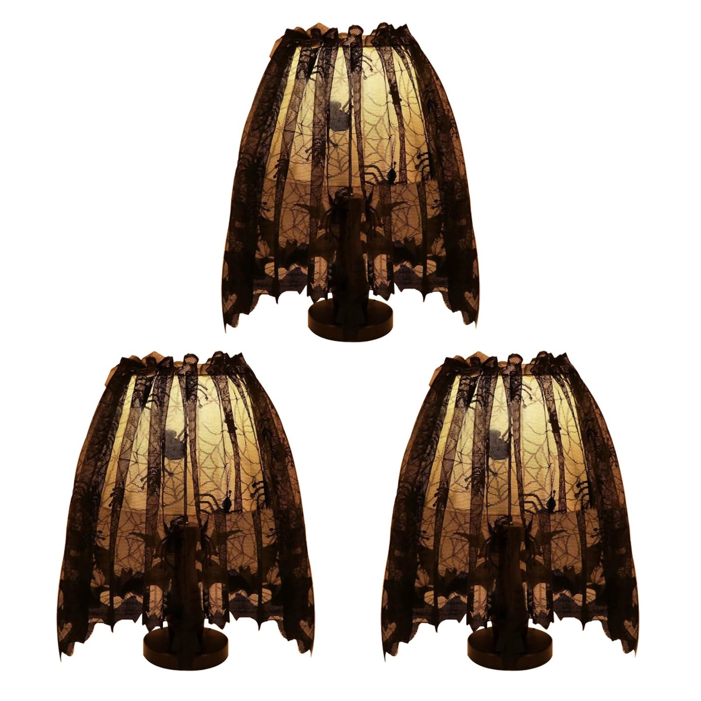 3-Pack Halloween Decorations Indoor, Black Lace Spider Web Lampshade Cover, 20" x 60" – Reusable Polyester Halloween Lamp Shade Topper & Party Decor