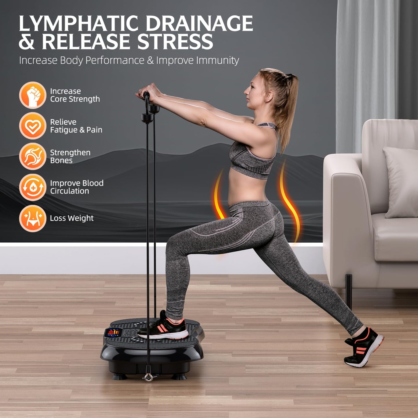 PBYRD Vibration Plate Exercise Machine, Lymphatic Drainage Machine for Weight Loss, Shake Vibrating Plate Full Body Workout Fitness Platform, Vibration Board For Shaping Wellness,Home Sport Gym-330lbs