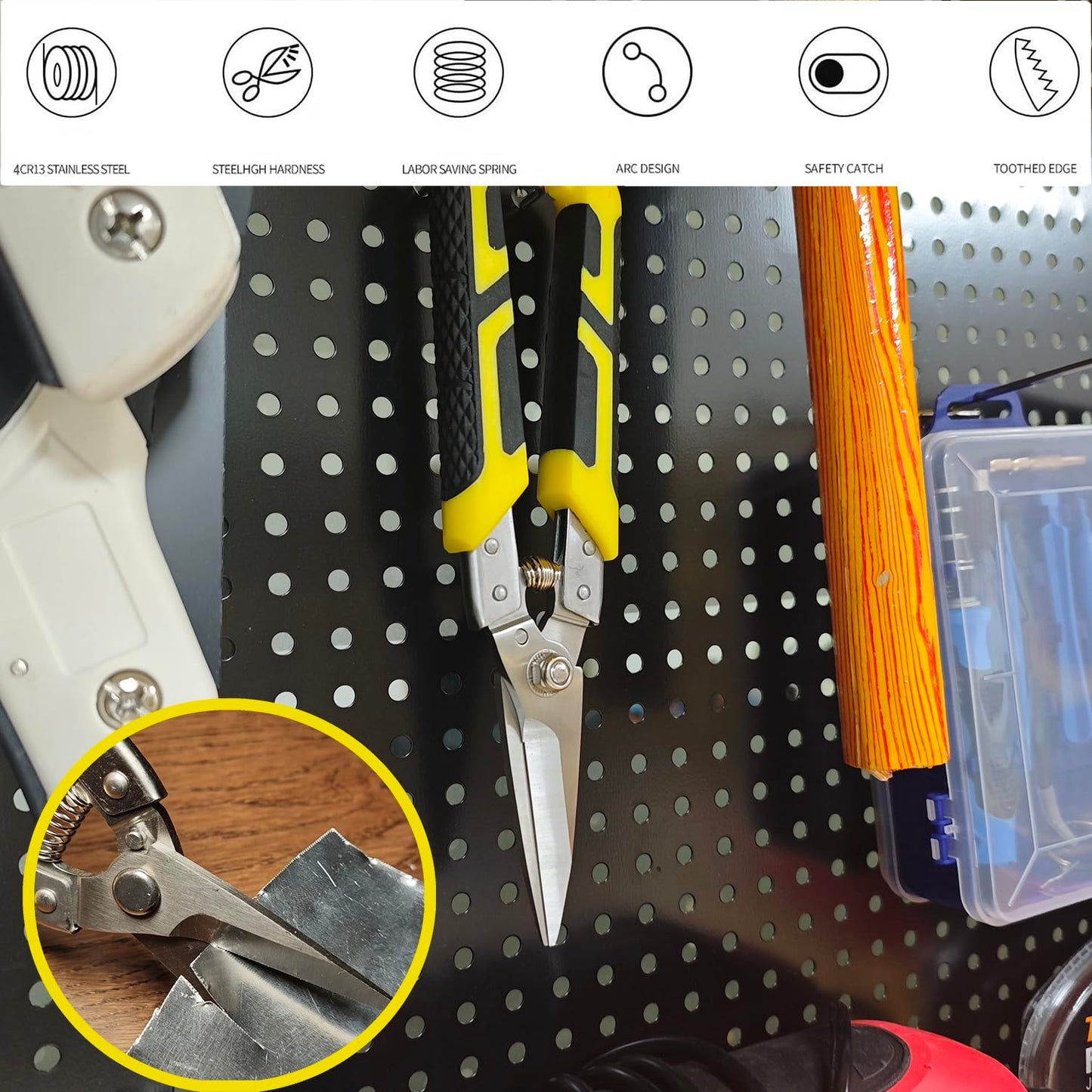 YYZHEN Aviation Tin Snips 8.7 Inch, Heavy Duty Straight Metal Cutter with Stainless Steel Blade & Comfortable Grips for Cutting Cardboard, Thin Iron, Wire, DIY Projects