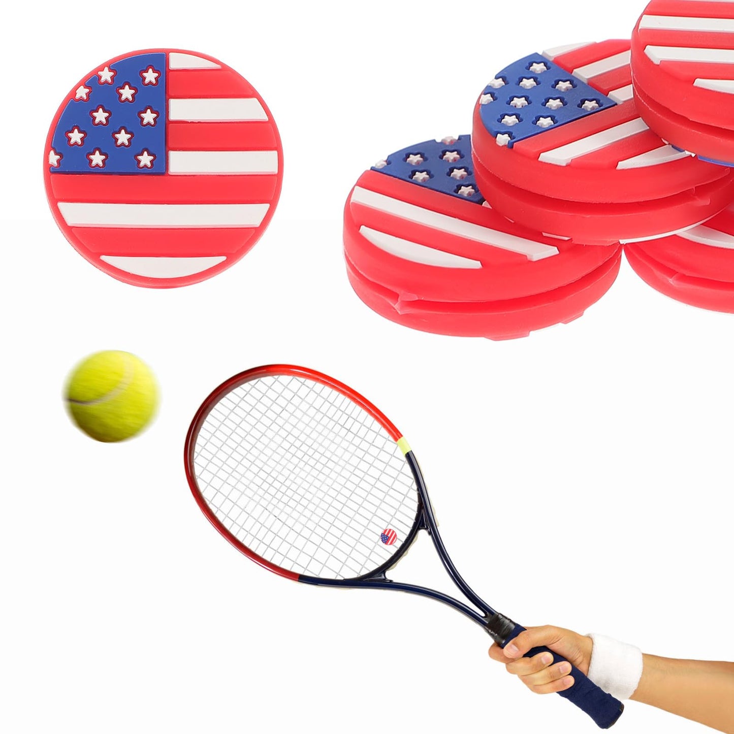 Amosfun 6PCS American Flag Tennis Dampener Silicone Tennis Dampeners Racket Vibration s Racket Strings Dampers for Players
