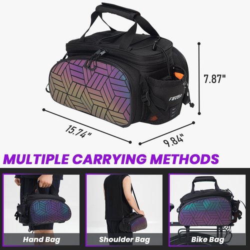 Favoto Bike Rack Bags for Bicycle - Saddle Bag 20L Large Capacity (Expanded to 45L) Waterproof Ebike Trunk Pannier with Reflector and Rain Cover