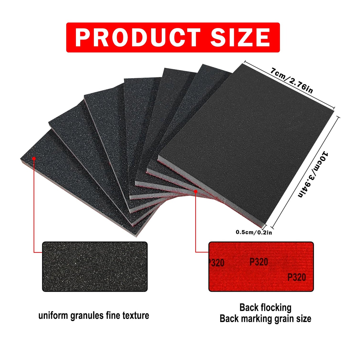 Necosthua 20PCS 3 x 4 Inch 600 Grit Sanding Sponge, Ultra Fine Sanding Sponges Pads, Soft Foam Hand Sanding Block Dry Wet Sandpaper Blocks for Model Drywall Metal Wood Furniture Polishing