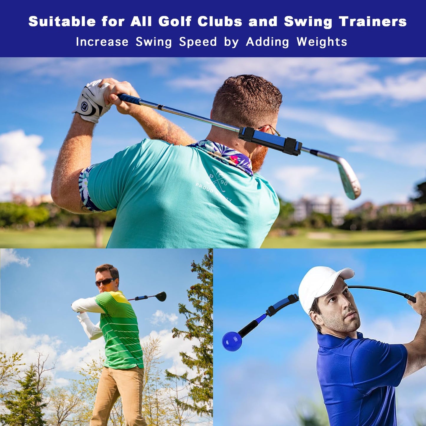 KeoPuals Golf Swing Weights Stripe Golf Club Weight for Practice, Training and Warm Up Golf Accessory Equipment Tool for Golf Navy