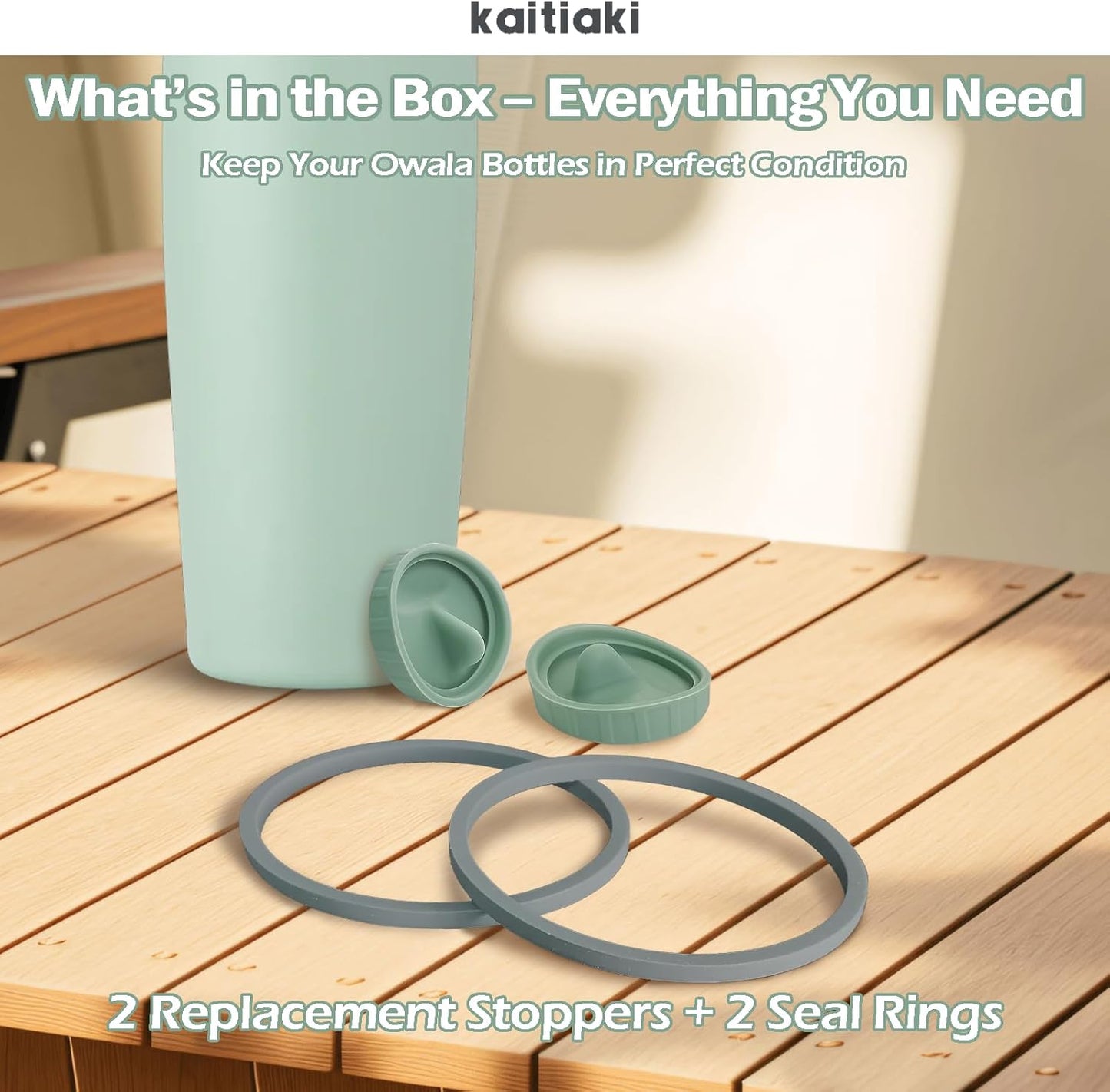 Owala | Leak-Proof Silicone Stopper & Gasket Rings Set - Food-Grade, 10 Colors, Includes 2 Pads & Rings (Eucalyptus Green)