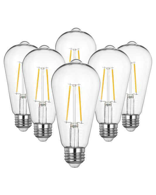 EDISHINE Dusk to Dawn LED Light Bulbs, 8W Equivalent 60W, Vintage Styled ST64 LED Edison Bulbs, 700LM Extra Bright 2700K Warm White for Outdoor Wall Sconce, E26 Base, 6 Pack, UL Listed