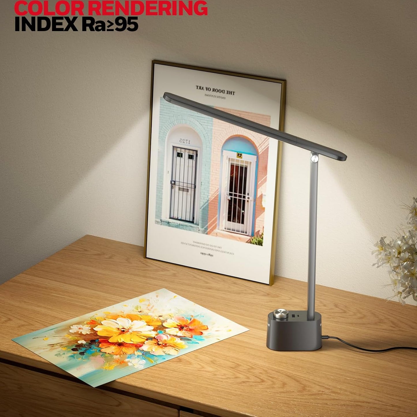 Honeywell H01 Pro LED Desk Lamp - Dimmable Foldable Light with USB Charging & 3 Color Modes for Home Office